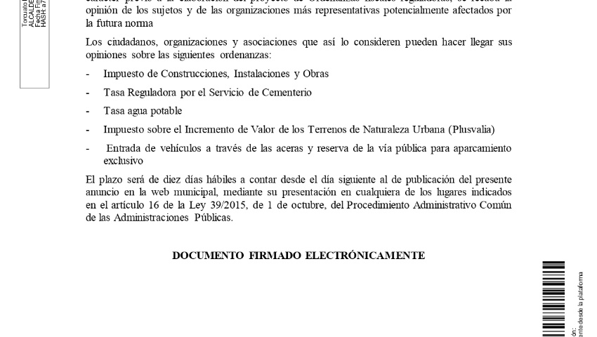 CONSULTA PÚBLICA ORDENANZAS FISCALES